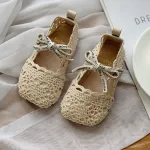 Toddler Baby Girls Shoes Soft Sole Non Slip Knitted Comfortable Walking Mary Jane Shoes 