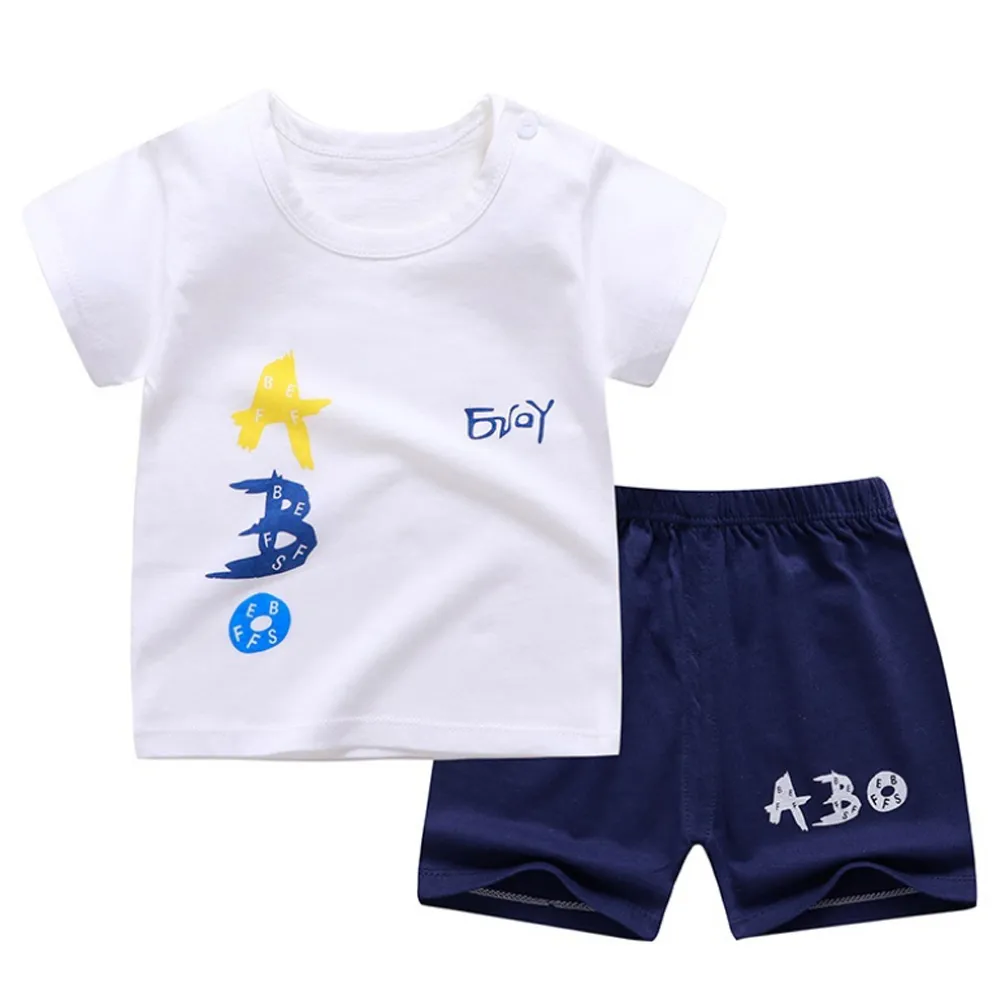 2021 New Baby Boys Clothes Summer Cotton Stripe Short-Sleeve T-Shirt and Shorts Set