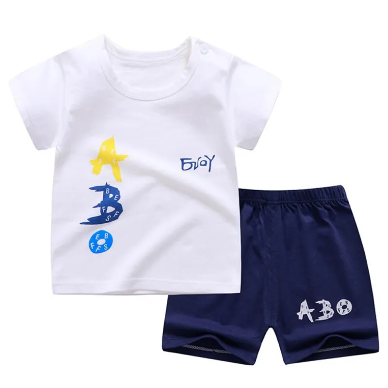 2021 New Baby Boys Clothes Summer Cotton Stripe Short-Sleeve T-Shirt and Shorts Set