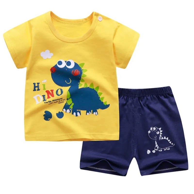 2021 New Baby Boys Clothes Summer Cotton Stripe Short-Sleeve T-Shirt and Shorts Set