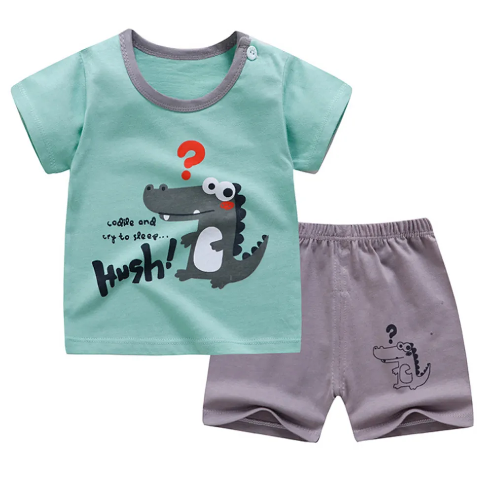 2021 New Baby Boys Clothes Summer Cotton Stripe Short-Sleeve T-Shirt and Shorts Set