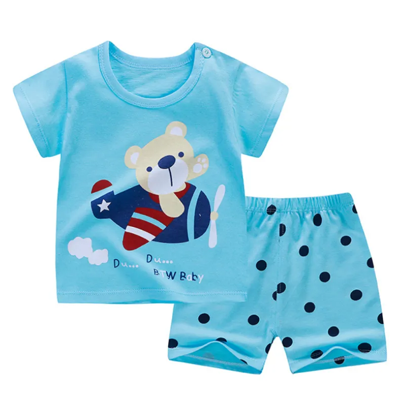 2021 New Baby Boys Clothes Summer Cotton Stripe Short-Sleeve T-Shirt and Shorts Set