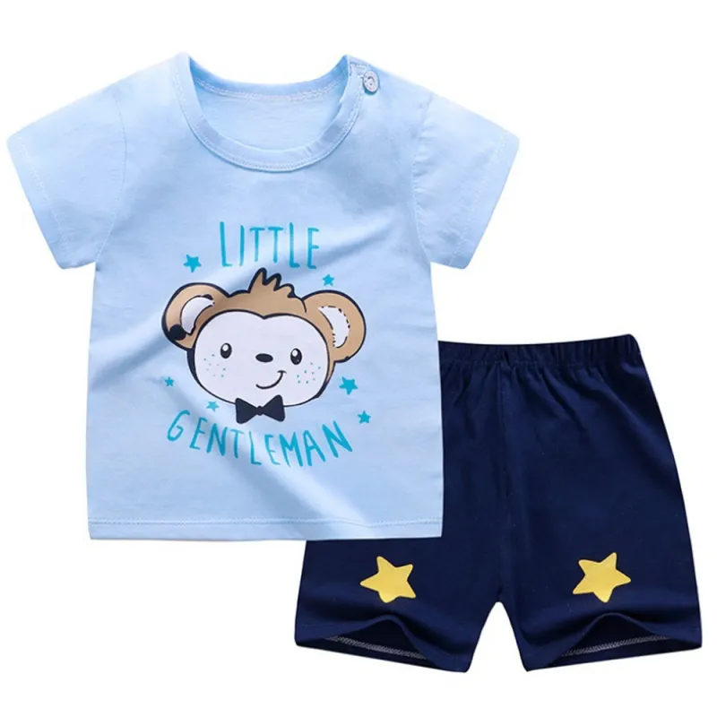2021 New Baby Boys Clothes Summer Cotton Stripe Short-Sleeve T-Shirt and Shorts Set