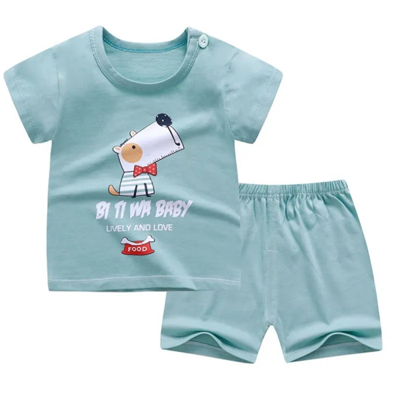 2021 New Baby Boys Clothes Summer Cotton Stripe Short-Sleeve T-Shirt and Shorts Set