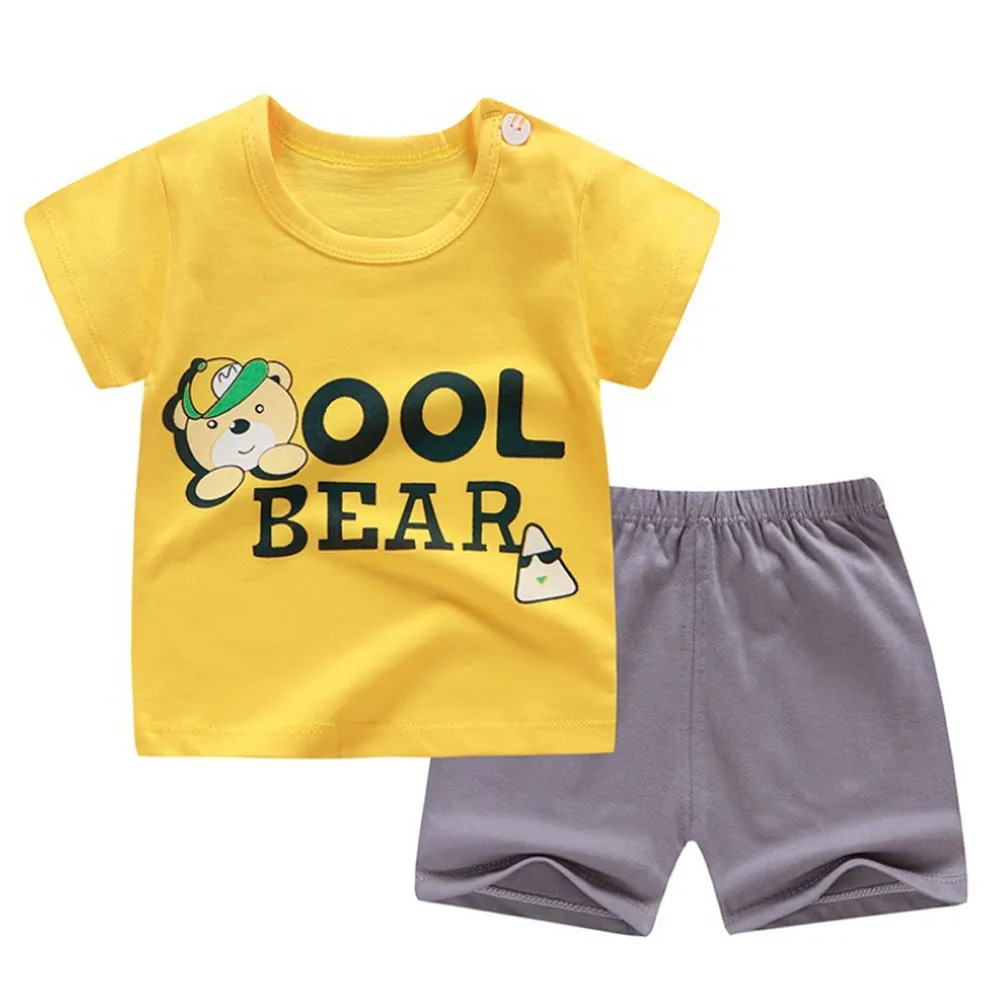 Baby Boys Clothes Summer Cotton Stripe Short-Sleeve T-Shirt and Shorts Set