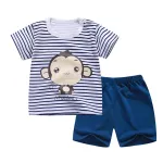 Baby Boys Clothes Summer Cotton Stripe Short-Sleeve T-Shirt and Shorts Set