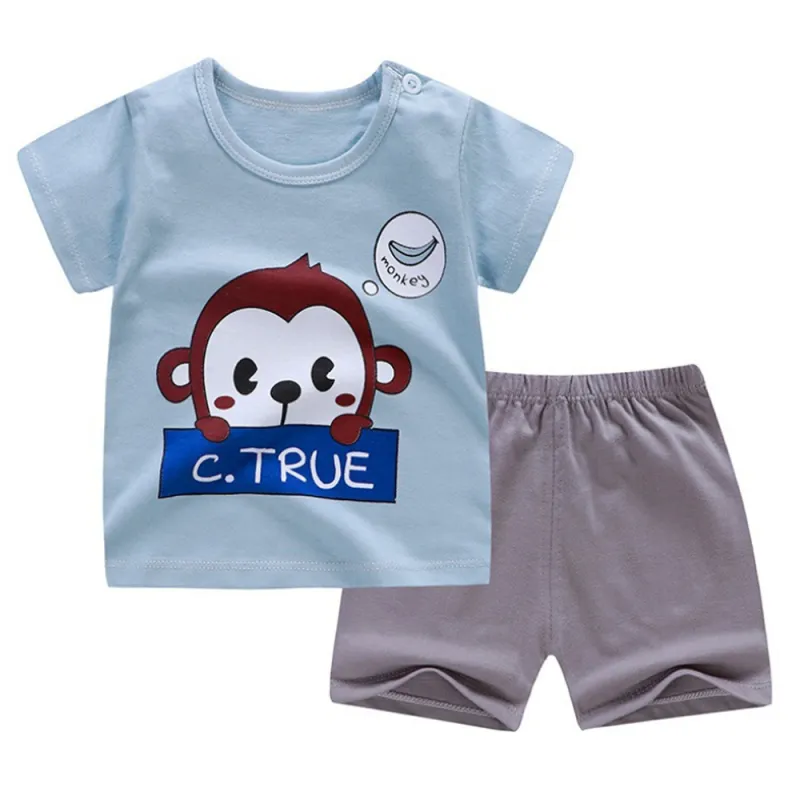 Baby Boys Clothes Summer Cotton Stripe Short-Sleeve T-Shirt and Shorts Set
