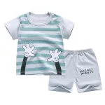 Baby Boys Clothes Summer Cotton Stripe Short-Sleeve T-Shirt and Shorts Set