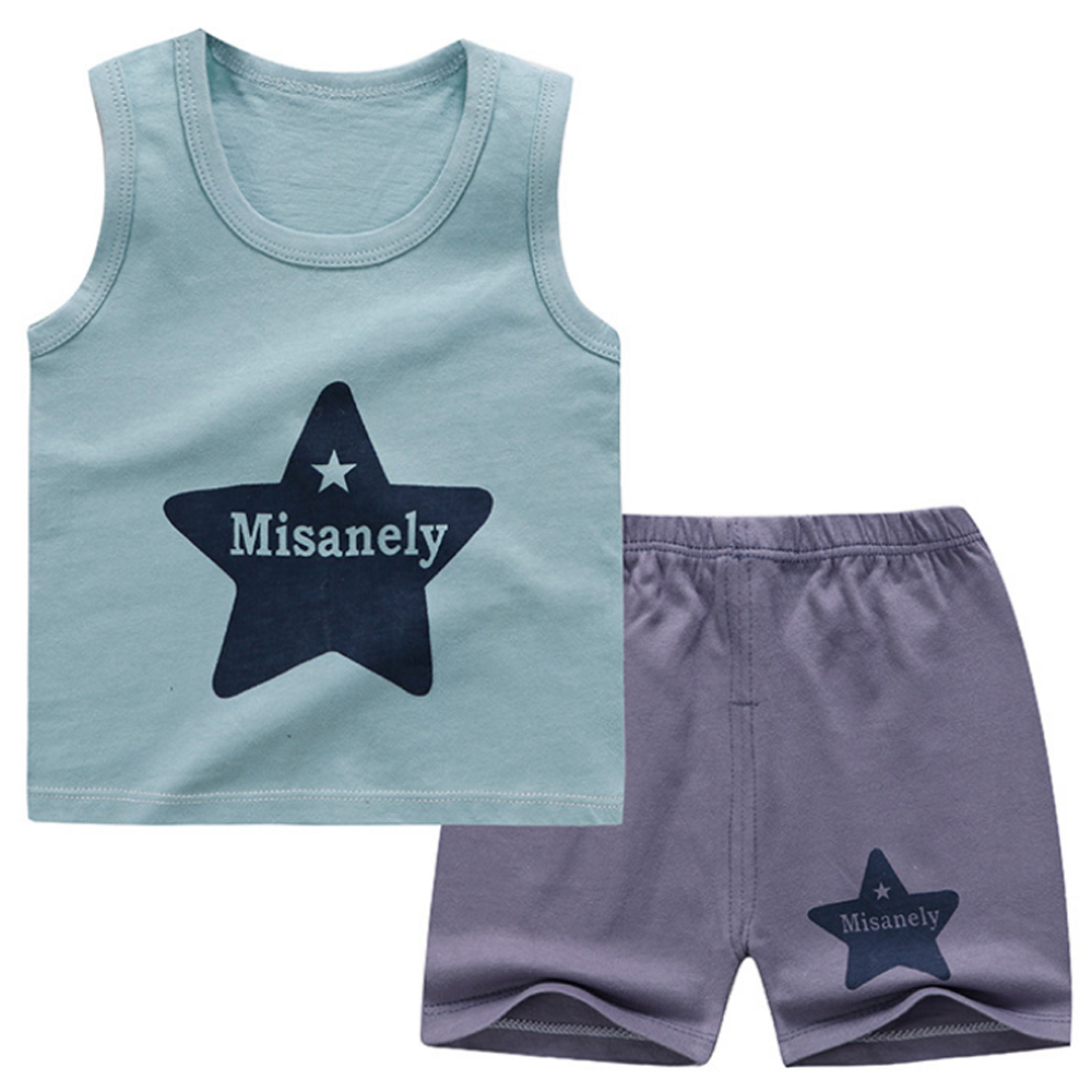 Baby Boys Clothes Summer Cotton Stripe Sleeveless T-Shirt and Shorts Set