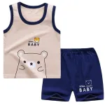 Baby Boys Clothes Summer Cotton Stripe Sleeveless T-Shirt and Shorts Set