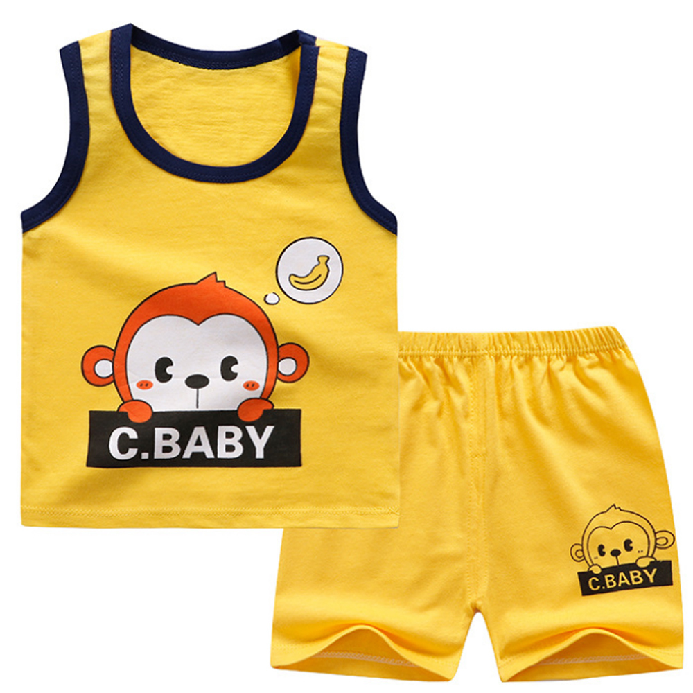 Baby Boys Clothes Summer Cotton Stripe Sleeveless T-Shirt and Shorts Set
