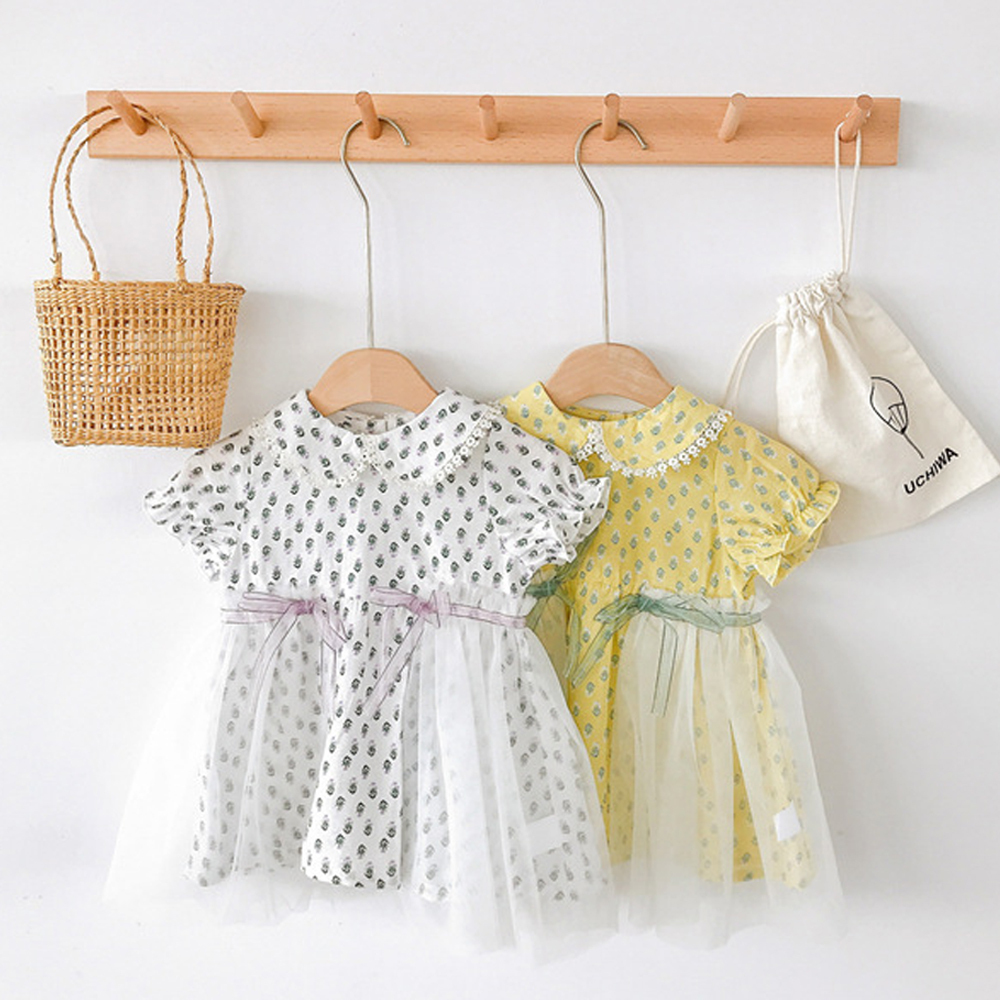 2021 New Baby Girls Dresses Summer Gauze Short-Sleeve Dress