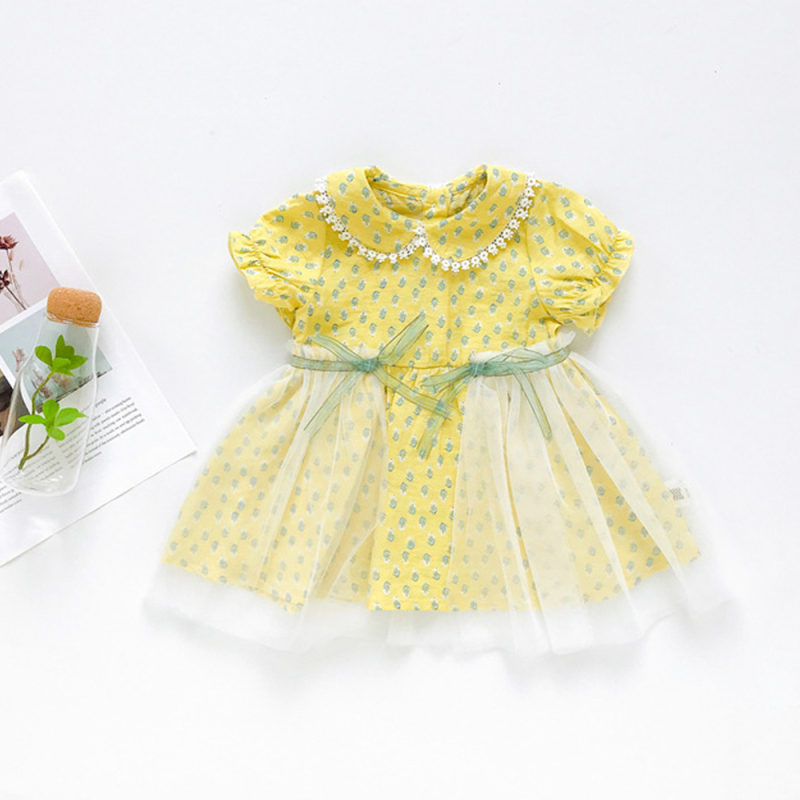 2021 New Baby Girls Dresses Summer Gauze Short-Sleeve Dress