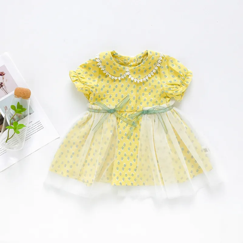 2021 New Baby Girls Dresses Summer Gauze Short-Sleeve Dress