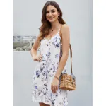 KISFLY 2021 New Women's Summer Halter Floral Print Sleeveless Dress