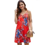 KISFLY 2021 New Women's Summer Halter Floral Print Sleeveless Dress