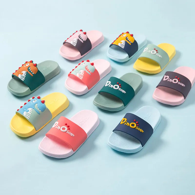 Boys Girls Slide Sandals Summer Lightweight Non-Slip Outdoor Beach Water Shoes Dinosaur Pool Slippers(Toddler/Little Kids)