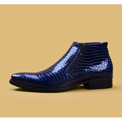 Men leather Martin boots business casual bright leather shoes 01