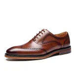 Men pointed leather business casual shoes with upper cowhide interior
