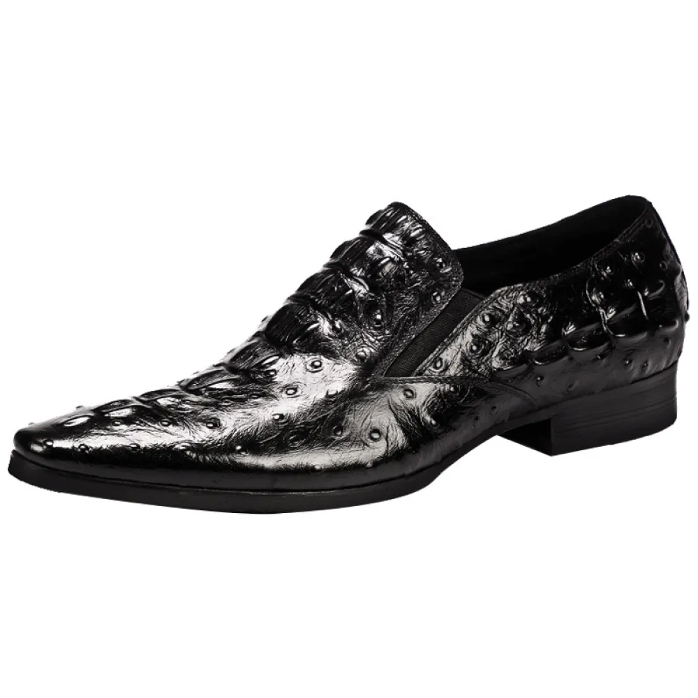 Men leather shoes leather casual business pointed toe breathable crocodile pattern fashion men shoes