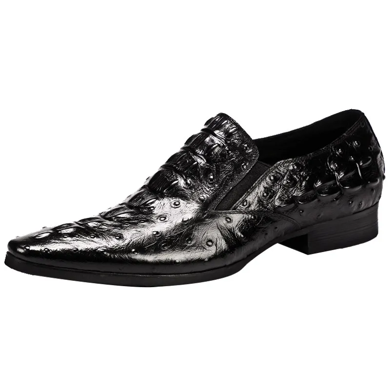 Men leather shoes leather casual business pointed toe breathable crocodile pattern fashion men shoes