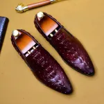 Men leather shoes leather casual business pointed toe breathable crocodile pattern fashion men shoes