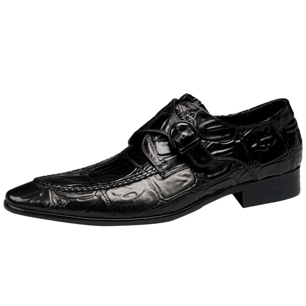 Men buckle leather shoes Genuine leather fashion men business casual shoes