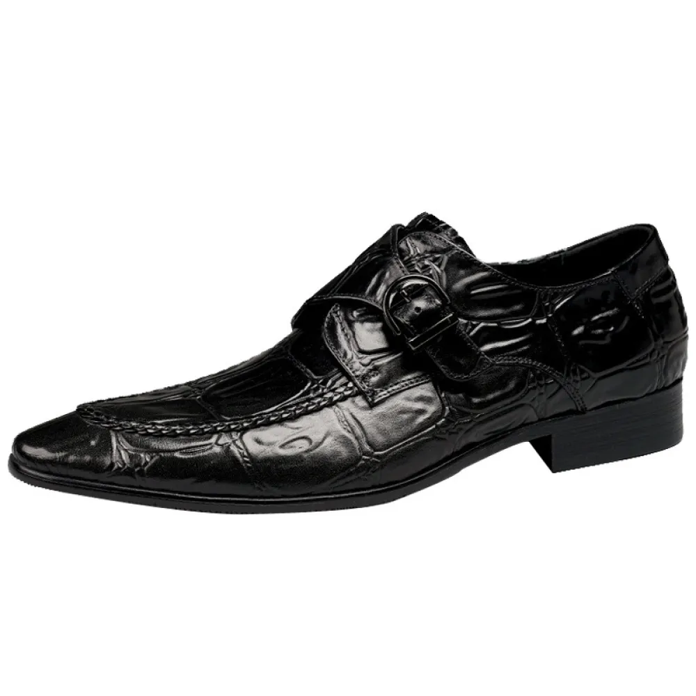 Men buckle leather shoes Genuine leather fashion men business casual shoes