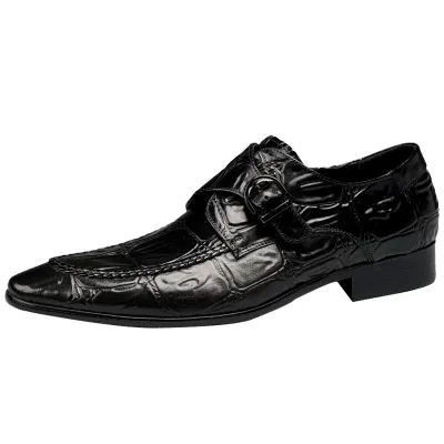 Men buckle leather shoes Genuine leather fashion men business casual shoes 01