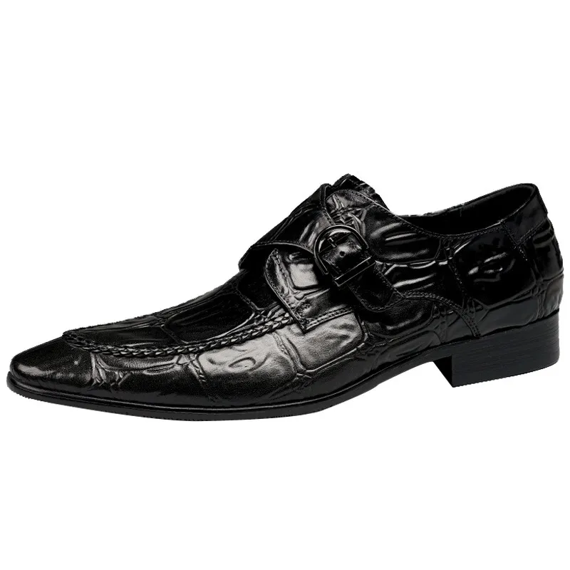 Men buckle leather shoes Genuine leather fashion men business casual shoes