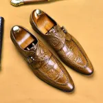 Men buckle leather shoes Genuine leather fashion men business casual shoes