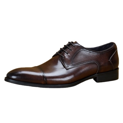 Men leather business shoes round toe suit shoes 01