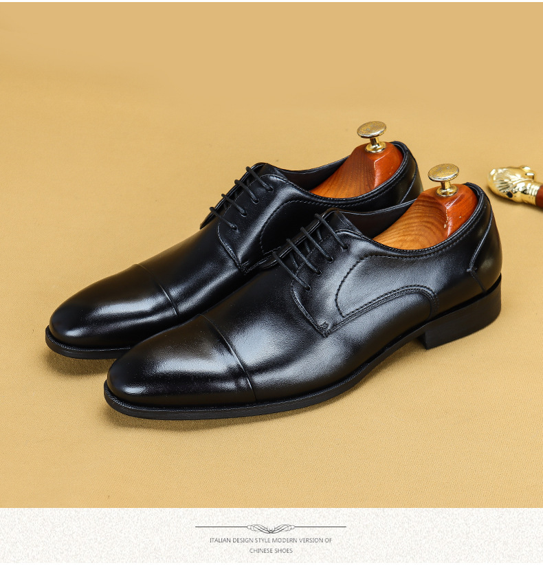 Men leather business shoes round toe suit shoes