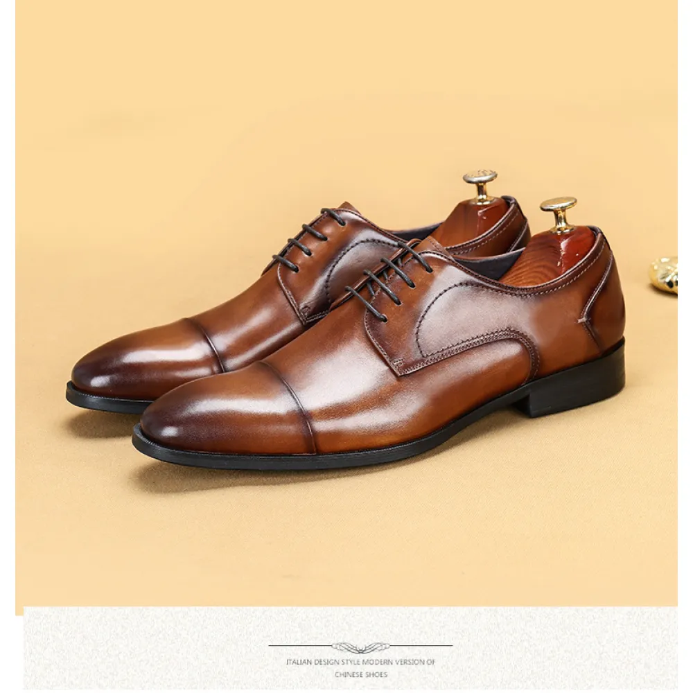 Men leather business shoes round toe suit shoes
