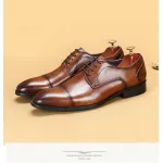 Men leather business shoes round toe suit shoes