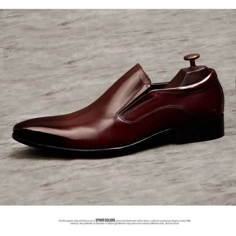 Men top layer cowhide breathable fashion pointed wedding shoes