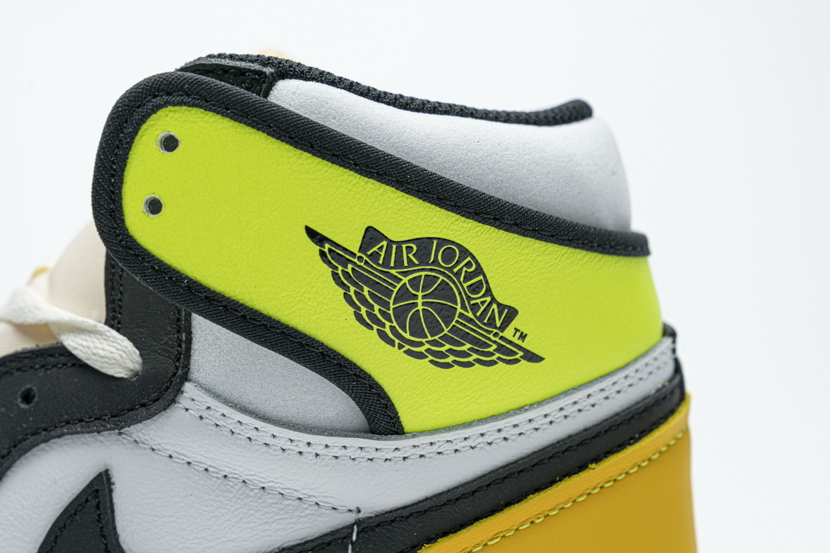 Jordan 1 Retro High White Black Volt University Gold
