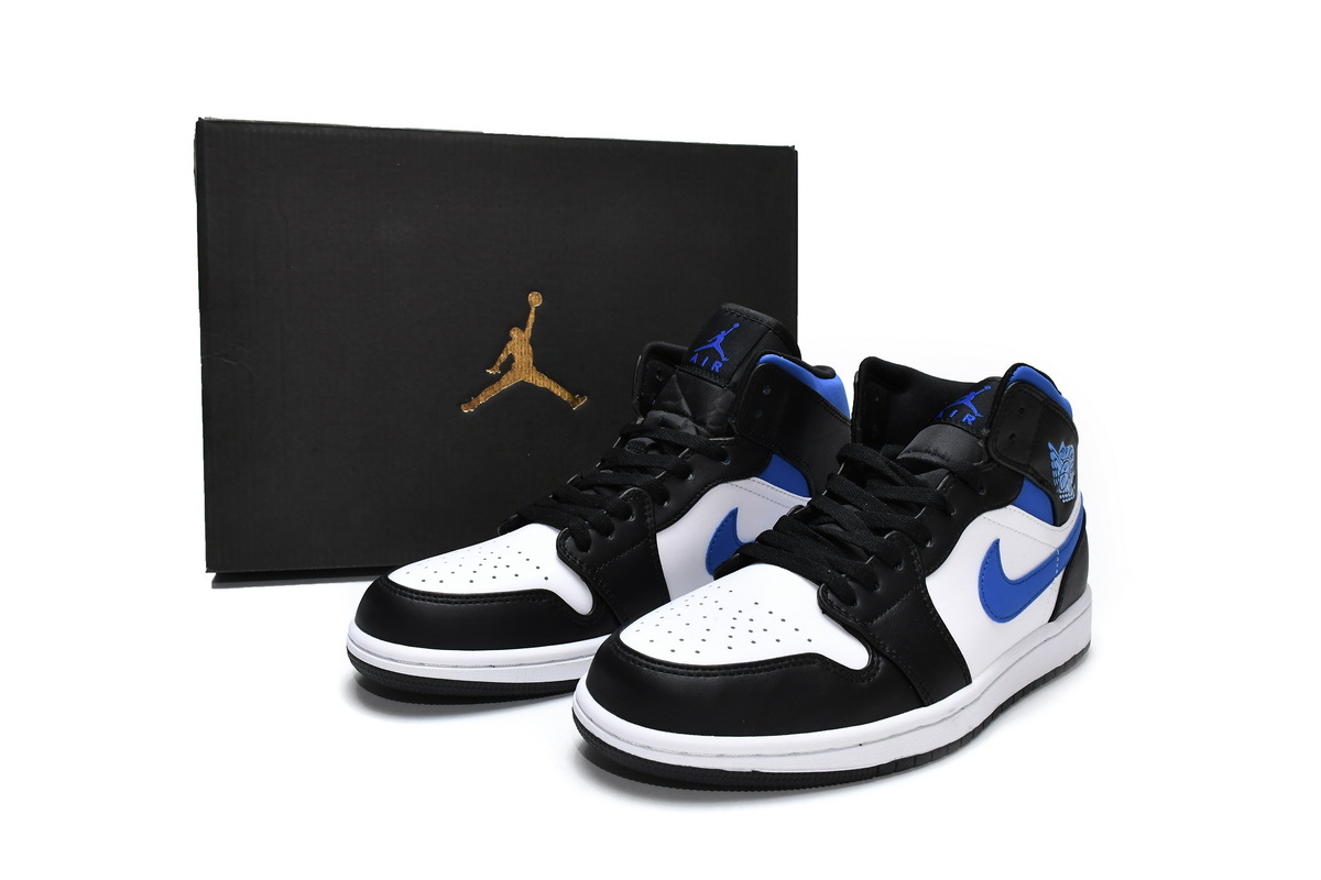 Jordan 1 Mid White Black Racer Blue (Mid Quality)
