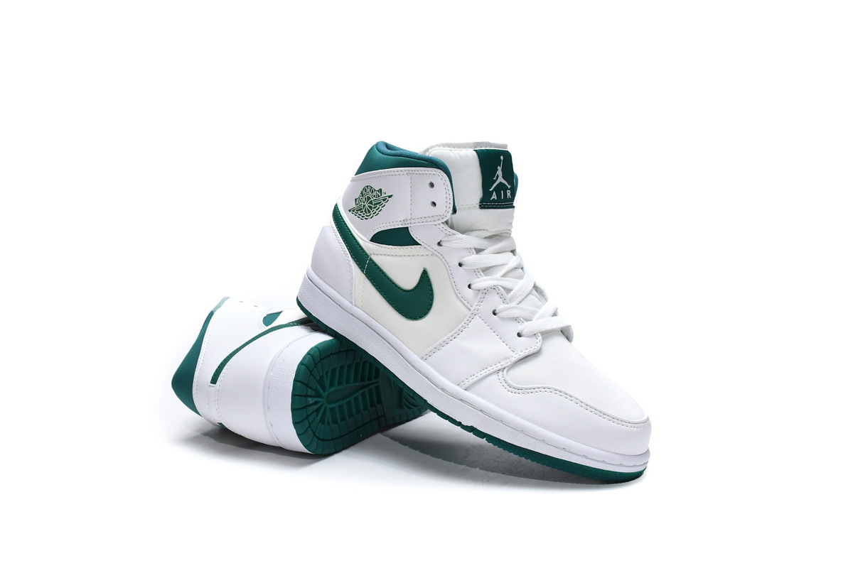 Jordan 1 Mid White Mystic Green (Mid Quality)