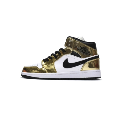 Jordan 1 Mid Metallic Gold Black White (GS) (Mid Quality) 01