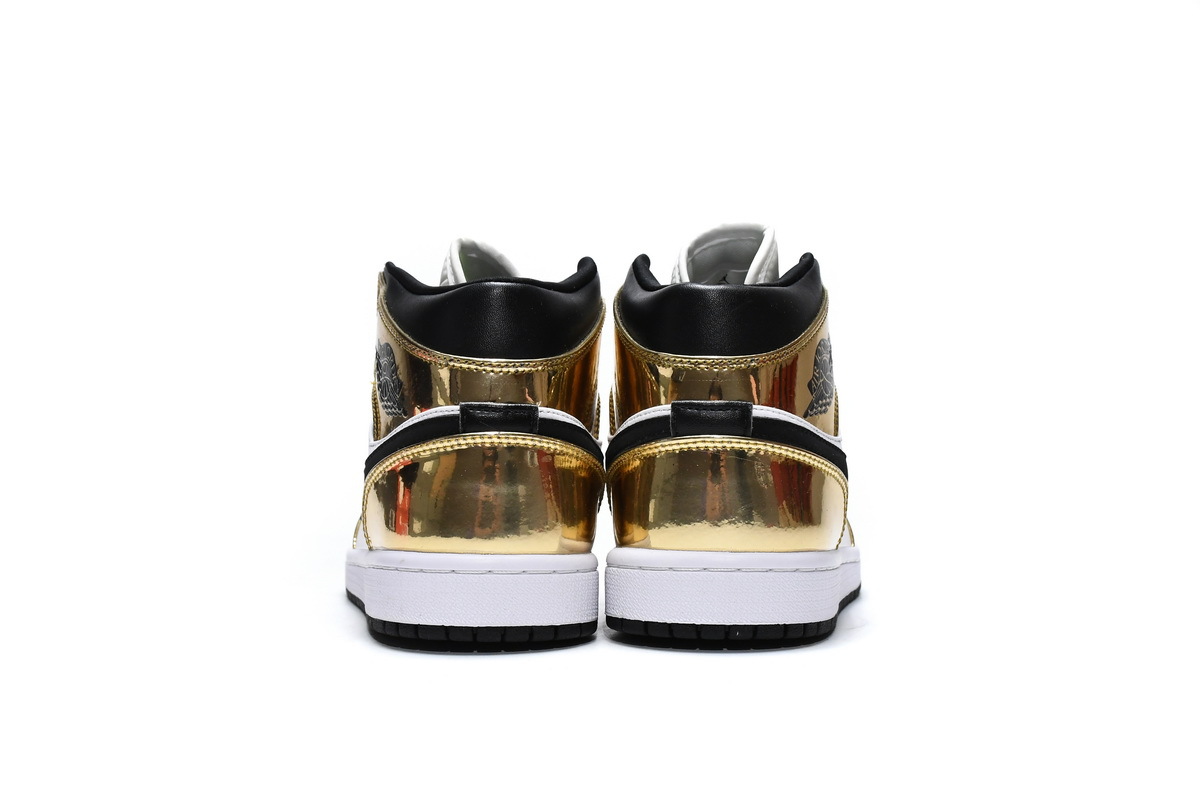 Jordan 1 Mid Metallic Gold Black White (GS) (Mid Quality)