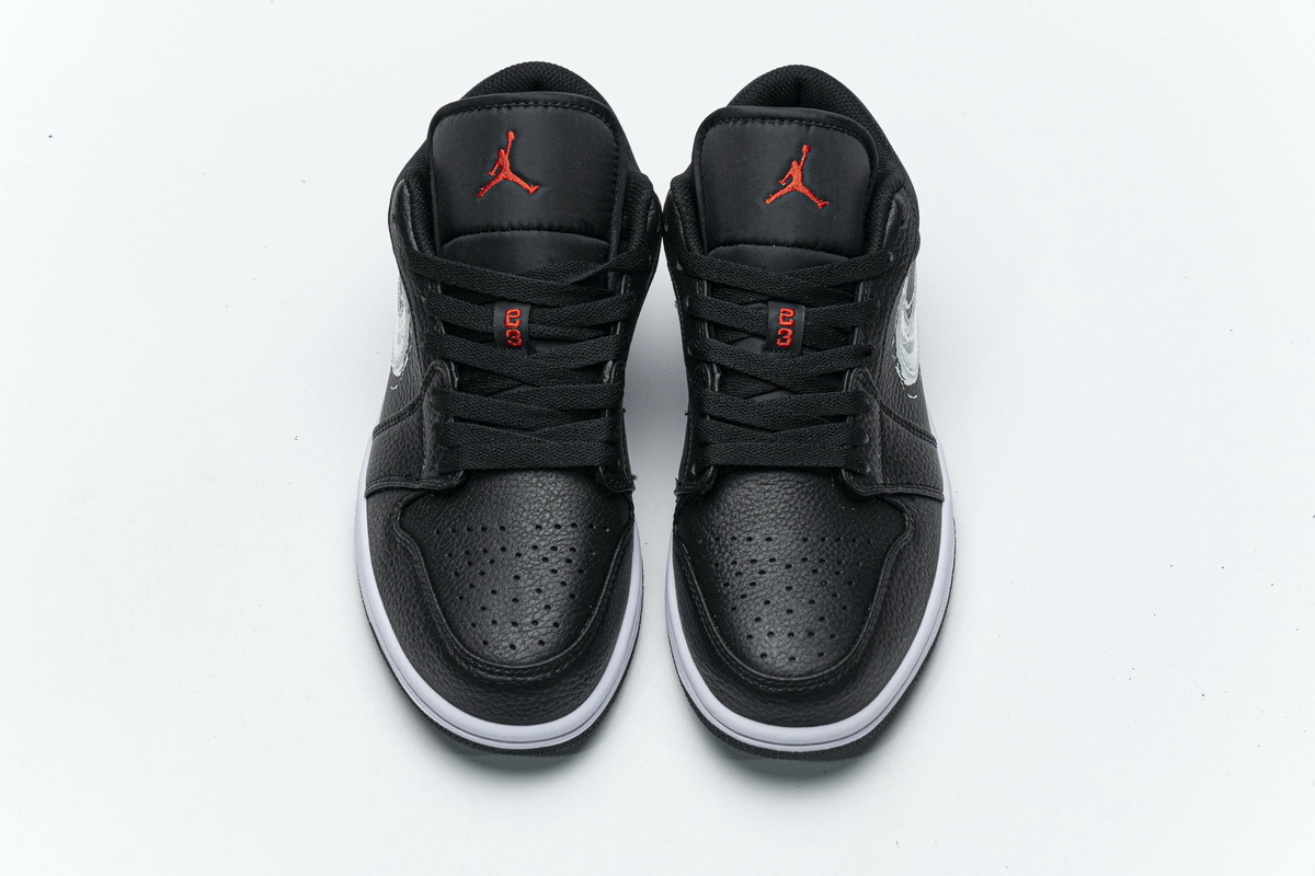Jordan 1 Low Brushstroke Swoosh Black (Cheap Sneakers)