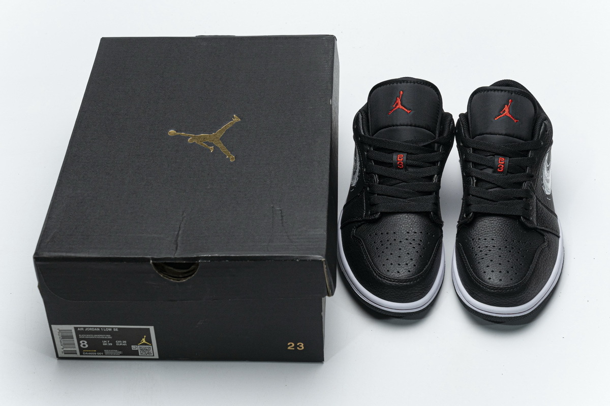 Jordan 1 Low Brushstroke Swoosh Black (Cheap Sneakers)