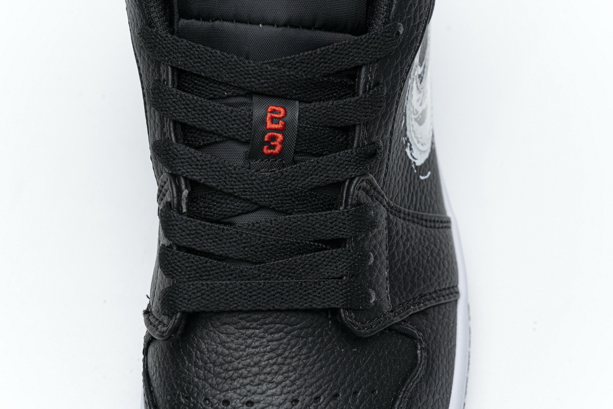 Jordan 1 Low Brushstroke Swoosh Black (Cheap Sneakers)