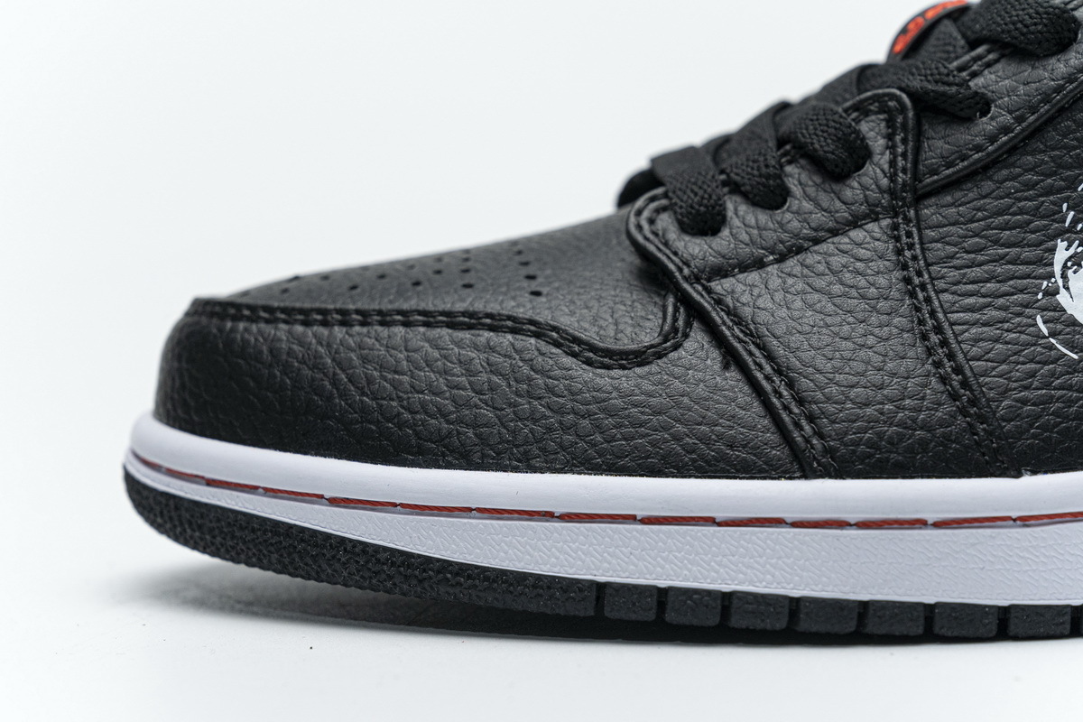 Jordan 1 Low Brushstroke Swoosh Black (Cheap Sneakers)
