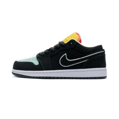 Jordan 1 Low Black Aurora Green Laser Orange (Cheap Sneakers) 01