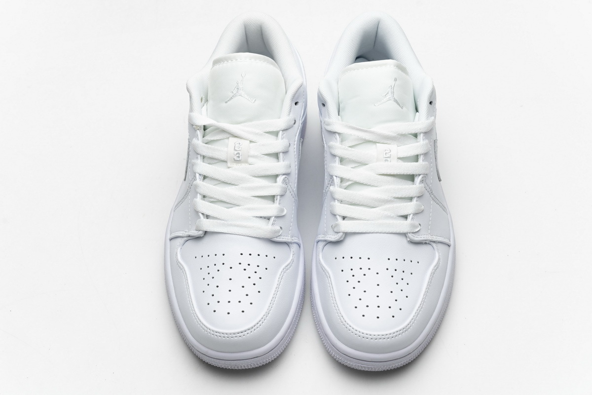 Jordan 1 Low Triple White Tumbled Leather (Cheap Sneakers)