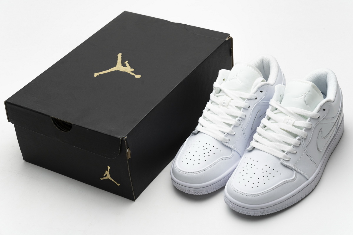 Jordan 1 Low Triple White Tumbled Leather (Cheap Sneakers)