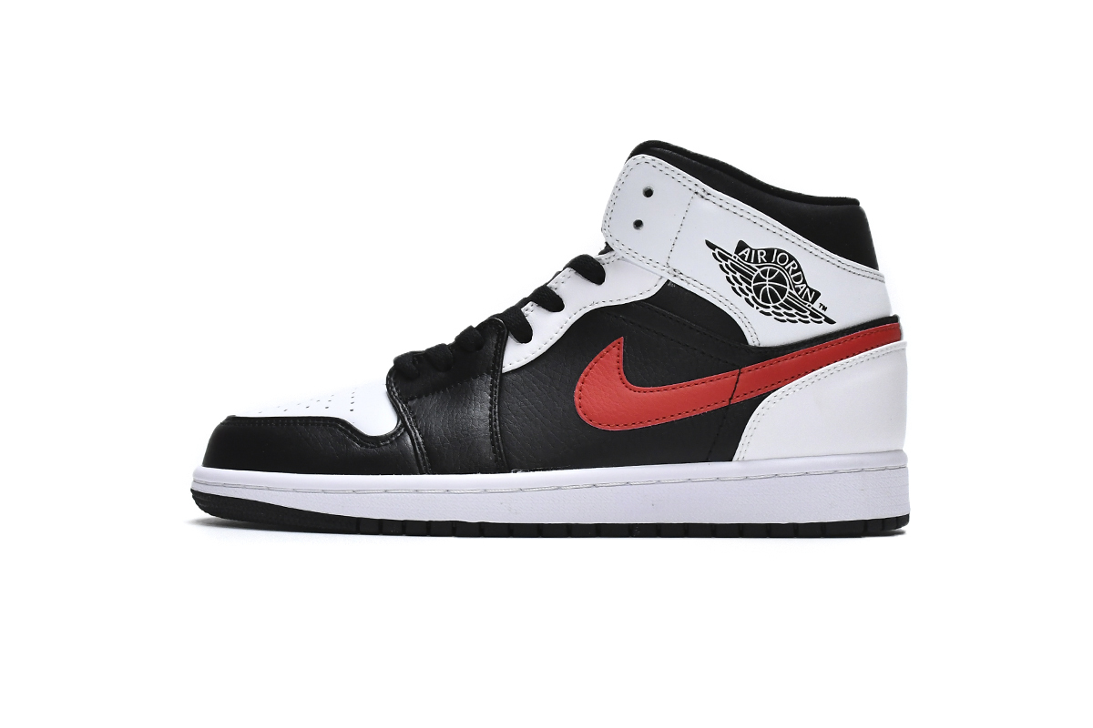 Jordan 1 Mid Black Chile Red White (Mid Quality)