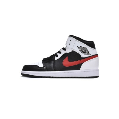 Jordan 1 Mid Black Chile Red White (Mid Quality) 01